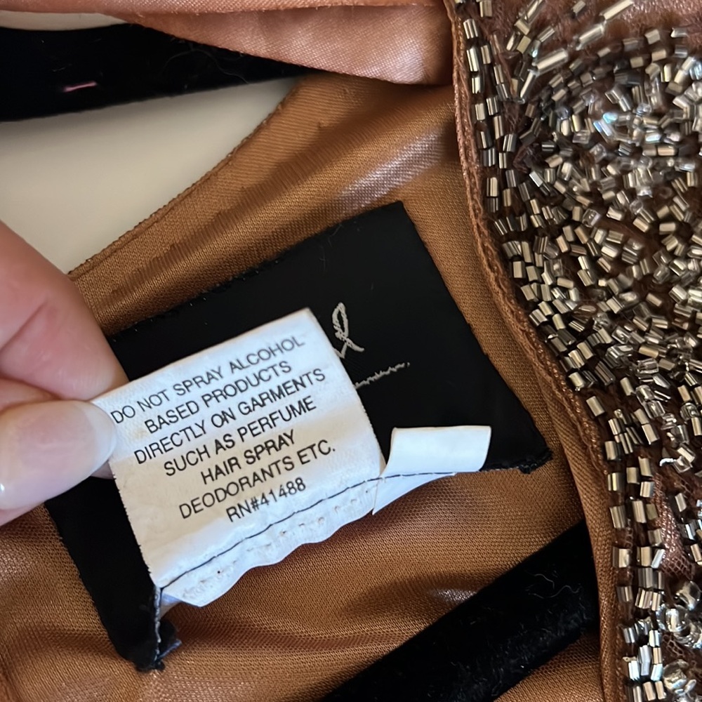 Mac Duggal Bronze Beaded Midi Dress - Picture 14 of 14